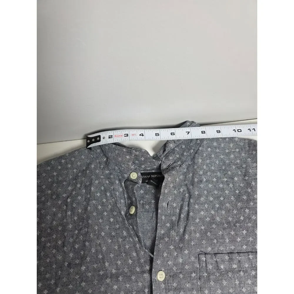 Banana Republic Mens XL Linen Blend Button Shirt Blue Slim Fit Casual Vacation